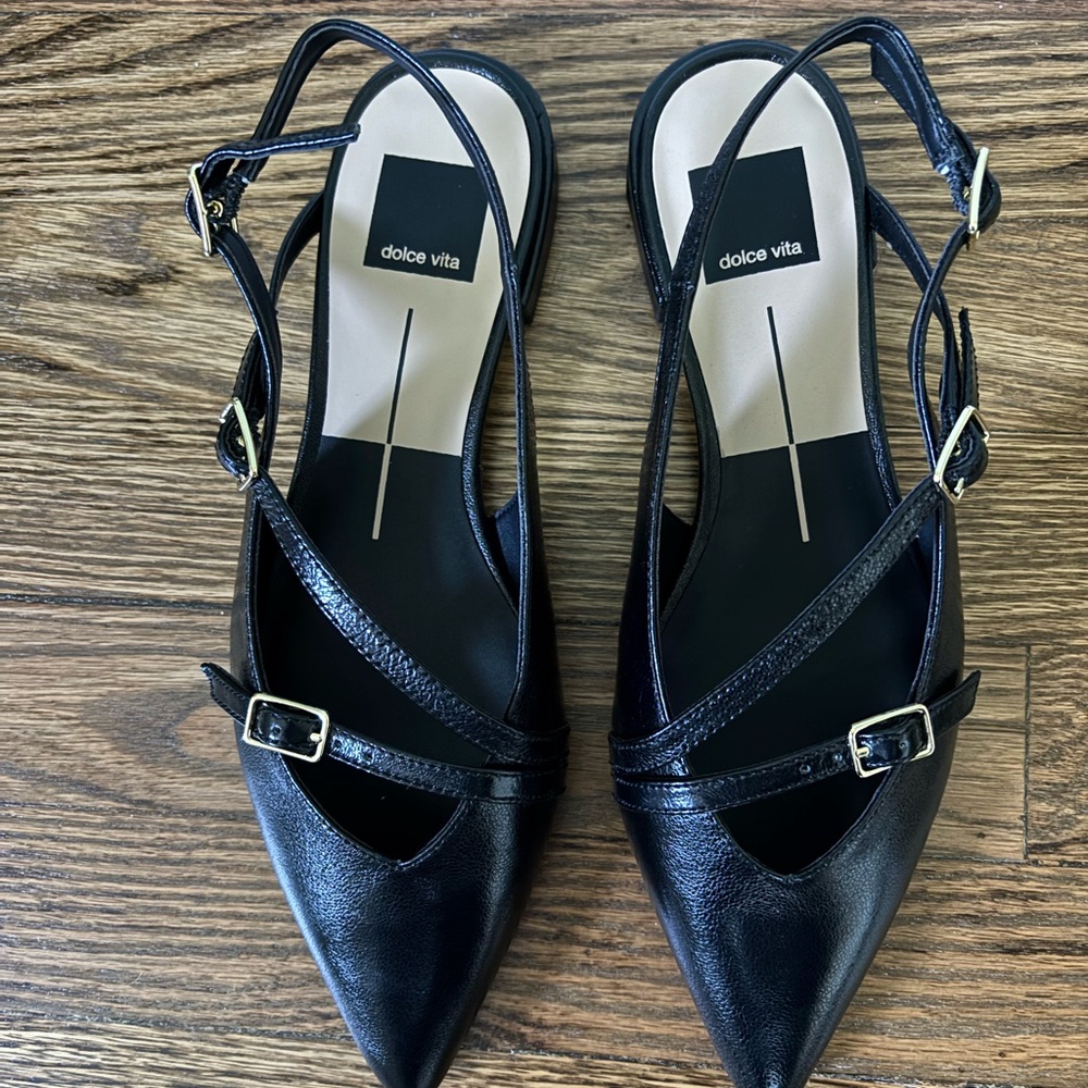 NEW Dolce Vita Black Flats with Pointed Toe and Glossy Finish